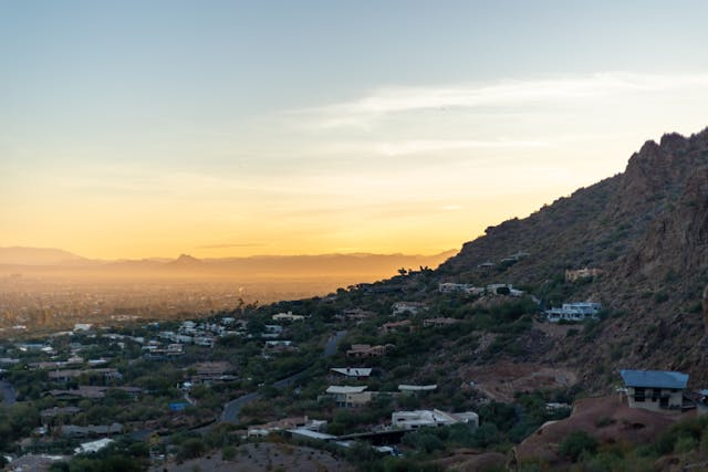 pexels-nicole-seidl-32371656 phoenix arizona hill side neighborhood at twilight sunset or sunrise